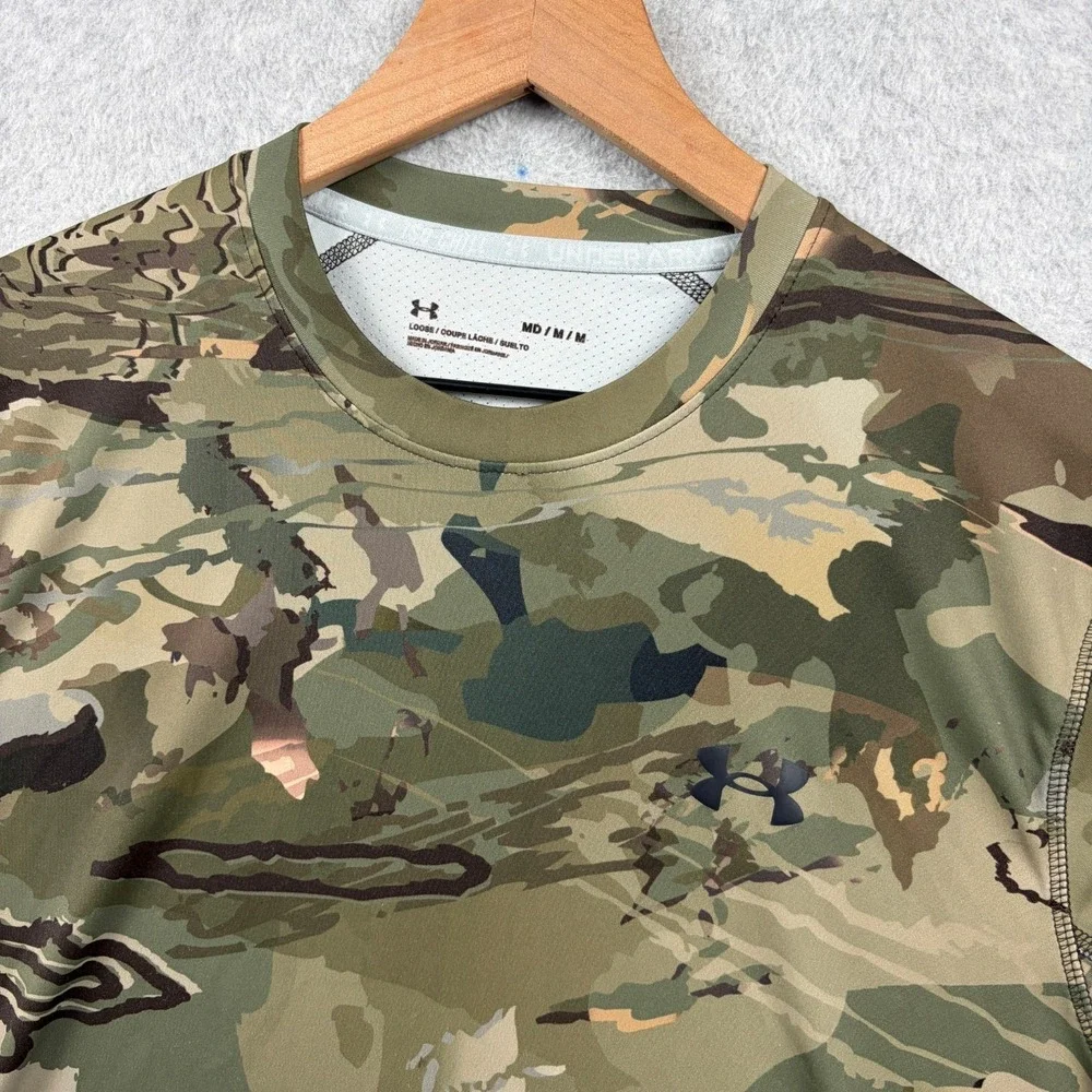 Under Armour Shirt Mens Medium Camo Iso Chill Brush Line Short Sleeve Loose Fit